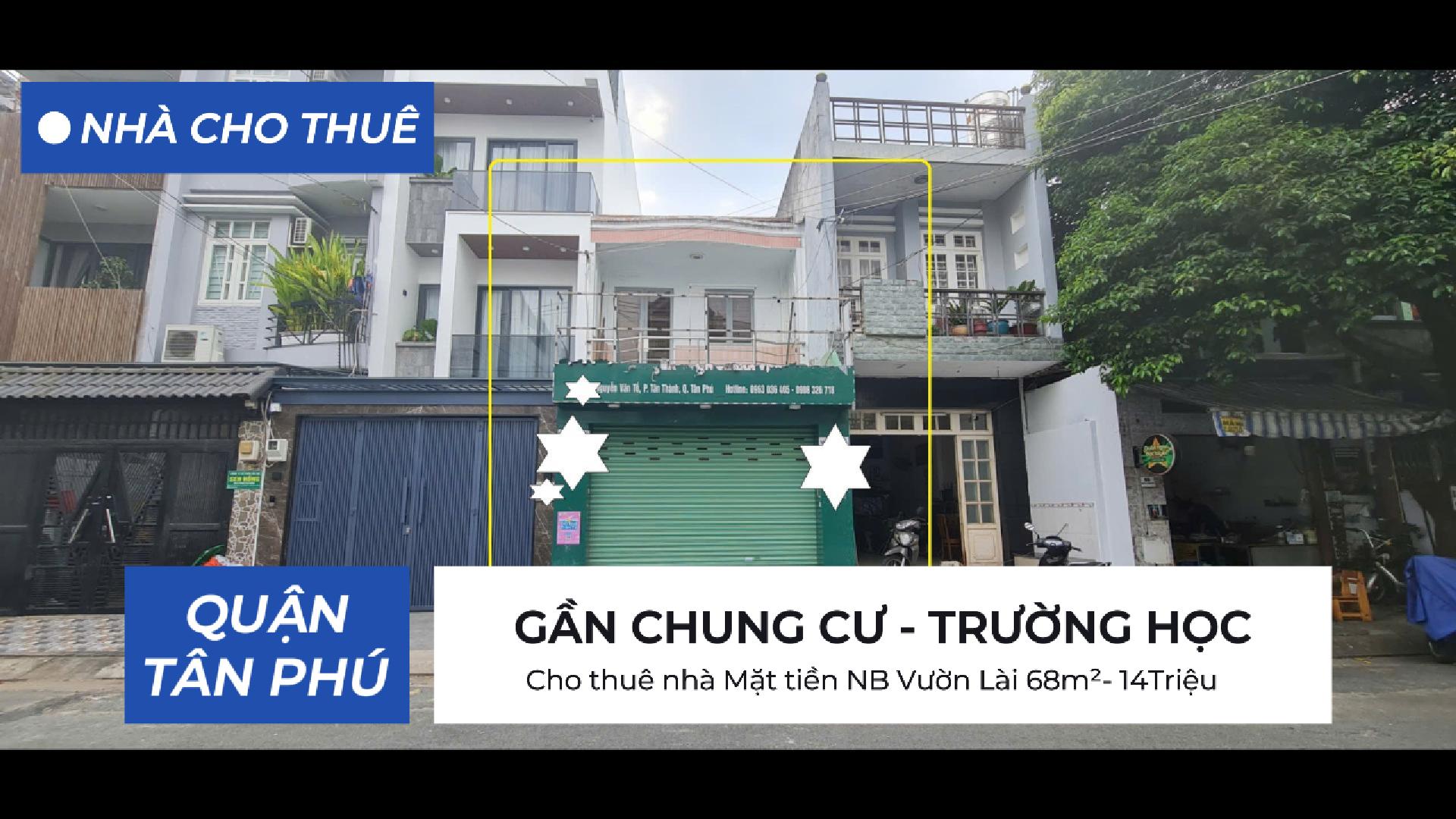 Cho thuê nhà Mặt tiền NB Vườn Lài 68m²- 14Triệu - Ảnh chính